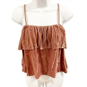 Madewell Crushed Velvet Ruffle Cami Top Silk Style H2264 Size XS